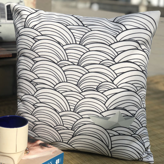 Paper Boat Cushion Cover